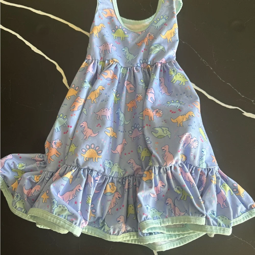 Girlhood Twirl Dinosaur‎ Print Dress